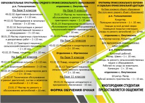 Образовательные программы среднего профессионального образования в с.Омутинское, р.п. Голышманово.